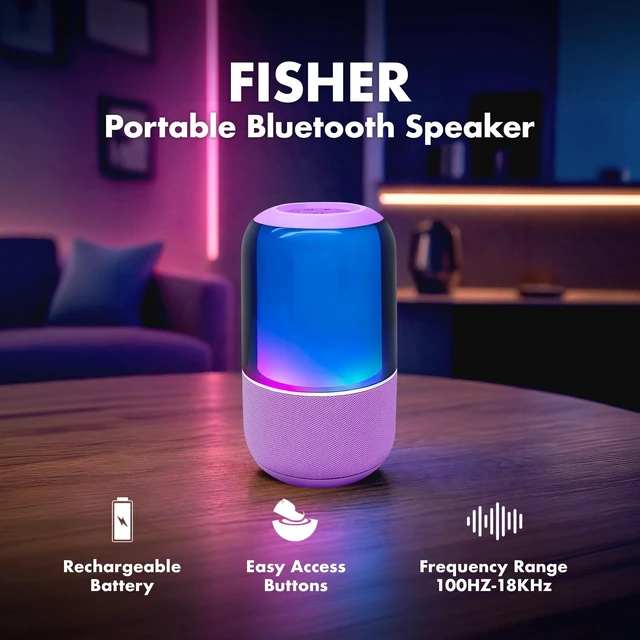 Alt view image 3 of 7 - Glow Pro Portable Bluetooth Speakers Wireless, 20W Peak Power | Stereo Bluetooth Speaker, 5 RGB LED Light Effects Nightlight Speaker, TWS, Outdoor Ready Rugged Fabric Bluetooth Wireless