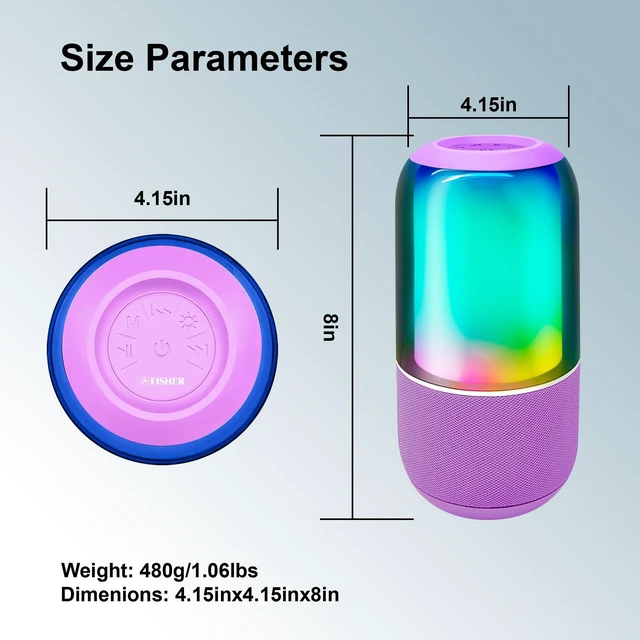 Alt view image 5 of 7 - Glow Pro Portable Bluetooth Speakers Wireless, 20W Peak Power | Stereo Bluetooth Speaker, 5 RGB LED Light Effects Nightlight Speaker, TWS, Outdoor Ready Rugged Fabric Bluetooth Wireless