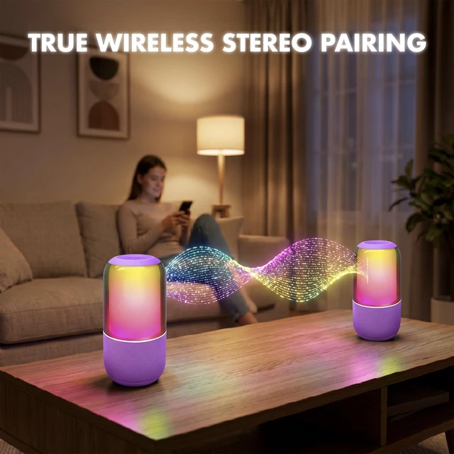 Alt view image 6 of 7 - Glow Pro Portable Bluetooth Speakers Wireless, 20W Peak Power | Stereo Bluetooth Speaker, 5 RGB LED Light Effects Nightlight Speaker, TWS, Outdoor Ready Rugged Fabric Bluetooth Wireless