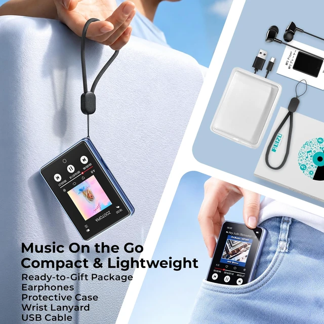 Alt view image 7 of 7 - 32GB MP3 Player with Bluetooth 5.3, 2.8" Touchscreen & Speaker | HiFi Lossless Audio, Zinc Alloy Body, 48H Playback, FM Radio, Voice Recorder, 3.5mm Headphone Jack, Up to 128GB microSD Card