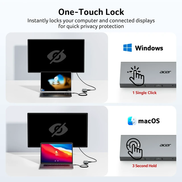 Alt view image 5 of 7 - USB-C Docking Station Dual Monitor, 9-in-1 Laptop Dock with 2 HDMI | Laptop Docking Station with 4K@60Hz HDMI, USB A&C 3.0, SD/Micro SD, 100W PD Compatible with Acer/Dell XPS/HP/Mac (2FT)