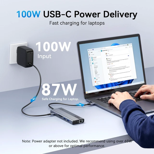 Alt view image 4 of 7 - Laptop Docking Station 3 Monitor 4K, 14-in-1 USB C Docking Station | 4K@144Hz DP, 6USB Port, 100W PD Charging, Ethernet, Switch Button, SD/microSD Audio, USB C Hub for Windows (No Power Adapter)
