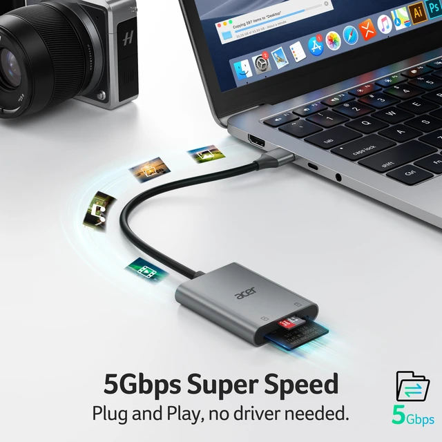 Alt view image 2 of 7 - SD Card Reader, USB A 3.0 to Micro Memory Card Reader Aluminum | Dual Slot SD to USB Adapter for Computer, PC, Laptop and Type A Devices, Compatible with SD/Micro SDXC/SDXC/SDHC/MMC/TF Cards