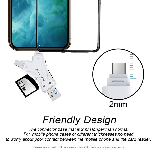 Alt view image 6 of 7 - SD Card Reader for iPhone/ipad/Android/Mac/Computer/Camera,4 in1 Micro SD Card Reader Trail Camera Viewer, Portable Memory Card Reader SD Card Adapter for SD and TF Cards(White)