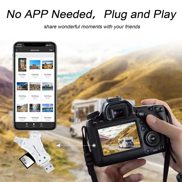 Alt view image 7 of 7 - SD Card Reader for iPhone/ipad/Android/Mac/Computer/Camera,4 in1 Micro SD Card Reader Trail Camera Viewer, Portable Memory Card Reader SD Card Adapter for SD and TF Cards(White)
