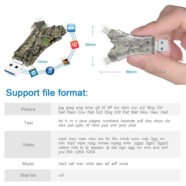 Alt view image 4 of 7 - SD Card Reader for iPhone/ipad/Android/Mac/Computer/Camera,4 in1 Micro SD Card Reader Trail Camera Viewer, Portable Memory Card Reader SD Card Adapter for SD and TF Cards