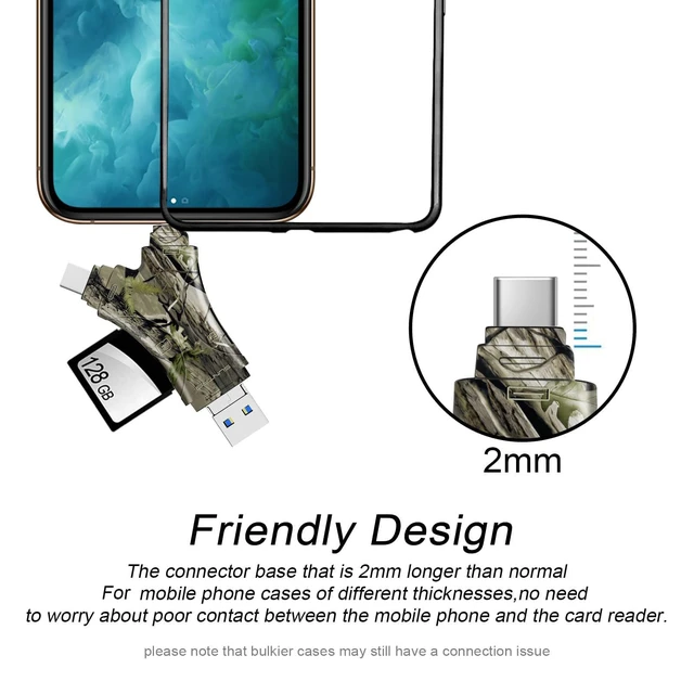 Alt view image 6 of 7 - SD Card Reader for iPhone/ipad/Android/Mac/Computer/Camera,4 in1 Micro SD Card Reader Trail Camera Viewer, Portable Memory Card Reader SD Card Adapter for SD and TF Cards