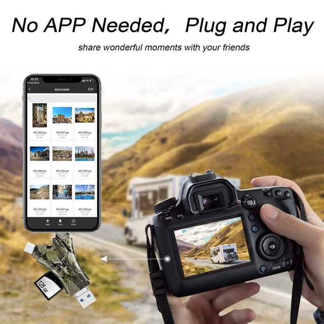 Alt view image 7 of 7 - SD Card Reader for iPhone/ipad/Android/Mac/Computer/Camera,4 in1 Micro SD Card Reader Trail Camera Viewer, Portable Memory Card Reader SD Card Adapter for SD and TF Cards
