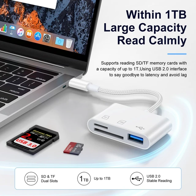 Alt view image 3 of 7 - USB C SD Card Reader Adapter for Android Samsung Galaxy S26/S25/S24/iPhone | 17 Pro Max/17e/16e/16 Pro Max/16 Plus, Micro SD Card Reader,Plug and Play No App Required