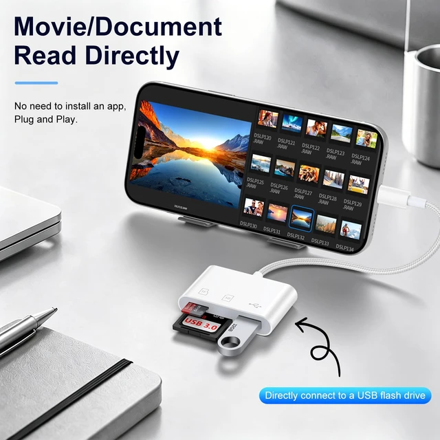 Alt view image 5 of 7 - USB C SD Card Reader Adapter for Android Samsung Galaxy S26/S25/S24/iPhone | 17 Pro Max/17e/16e/16 Pro Max/16 Plus, Micro SD Card Reader,Plug and Play No App Required