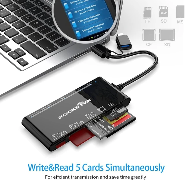 Alt view image 2 of 7 - USB C Memory Card Reader, USB 3.0 7-in-1 SD CF XD MS Card Reader | Dual USB-A & USB-C Multi Card Adapter for SD, Micro SD, CF, XD & MS Cards, 5Gbps Data Transfer, Plug & Play