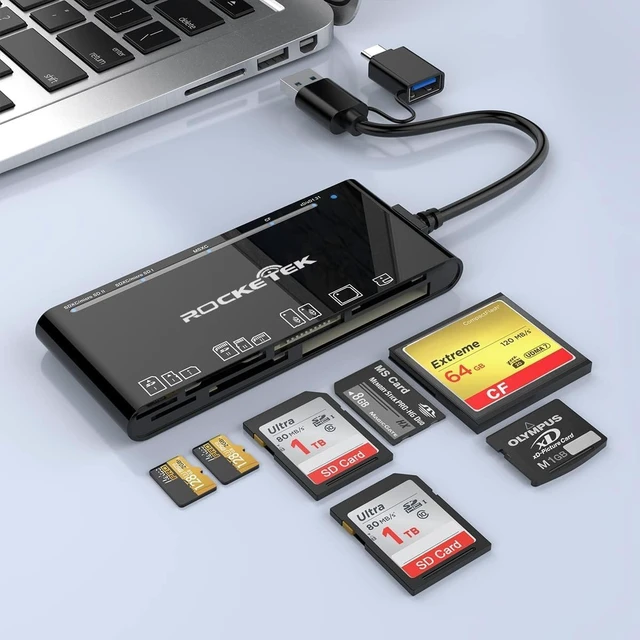 Alt view image 7 of 7 - USB C Memory Card Reader, USB 3.0 7-in-1 SD CF XD MS Card Reader | Dual USB-A & USB-C Multi Card Adapter for SD, Micro SD, CF, XD & MS Cards, 5Gbps Data Transfer, Plug & Play