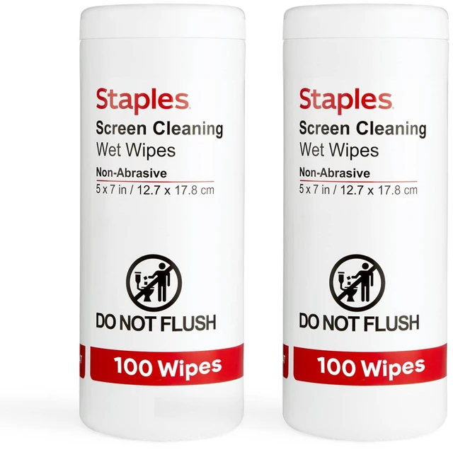 Main image of Screen Cleaning Wipes, 100 Per Tub, 2-Pack | Safe for monitors, laptops, and electronics. Removes dust, smudges, and grime.