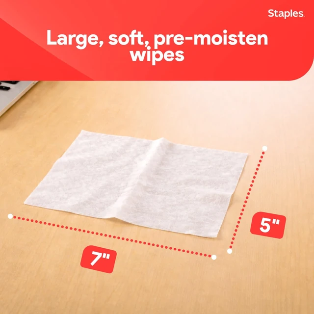 Alt view image 4 of 5 - Screen Cleaning Wipes, 100 Per Tub, 2-Pack | Safe for monitors, laptops, and electronics. Removes dust, smudges, and grime.
