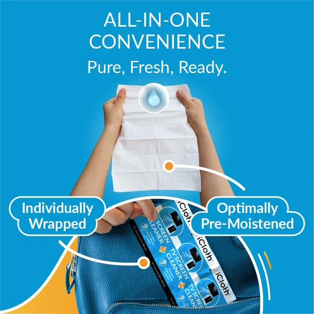 Alt view image 2 of 7 - XL Screen Cleaning Wipes, Lint-Free and Streak-Free, Fast-Drying, Removes Dust, Fingerprints, and Smudges (100 XL Wipes)