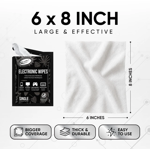 Alt view image 4 of 7 - Electronic Wipes 25 Ct, Individually Wrapped, Ammonia Free | Instantly Remove Fingerprints Oil Smudge for Car Screen, Computers, Gaming Gear, Headset, , Keyboard, Phone, Laptop, Monitor