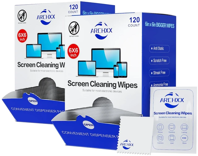 Main image of Screen Wipes for Electronics, 240 Count 6"x6" Pre-Moistened Screen Cleaner for Screens, Computer,Laptop,Tablet,Phone,Monitor,Car Screen Cleaner, Lens Wipes Individually Wrapped