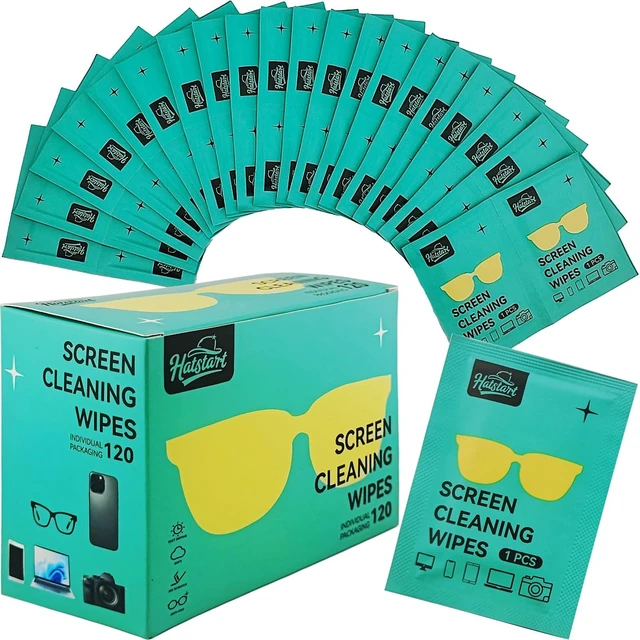 Main image of Screen Cleaner Lens Wipes for Electronics, 120 Count Eyeglass Cleaning Wipe for Screens Individually Wrapped, Electronic Wipes for Phone Laptop Computer Tablet Monitor TV