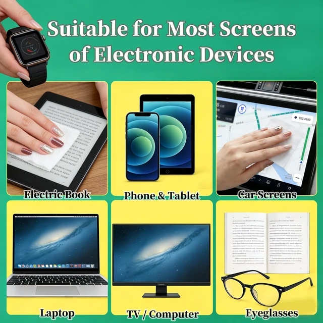 Alt view image 3 of 6 - Screen Cleaner Lens Wipes for Electronics, 120 Count Eyeglass Cleaning Wipe for Screens Individually Wrapped, Electronic Wipes for Phone Laptop Computer Tablet Monitor TV