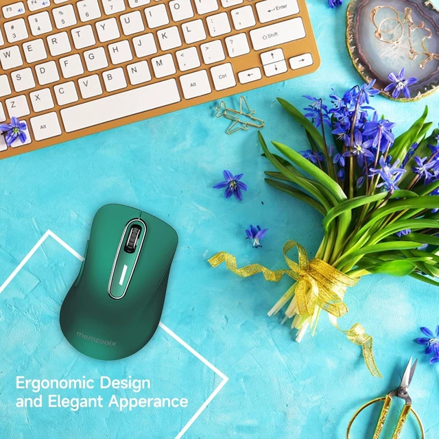 Alt view image 5 of 7 - 2.4G Wireless Mouse, 1400 DPI Computer Mice USB Receiver, Portable Wireless USB Mouse Battery Powered Cordless Mice for Laptop, PC, Desktop, 5 Buttons (Dark Green)