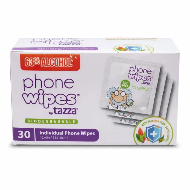 Main image of Screen Wipes 30 Individually Wrapped Screen Cleaning Wipes for Phones, Glasses & Electronics 63% Alcohol Tech Wipes for Smartphones, Tablets, Laptops & Eyeglasses