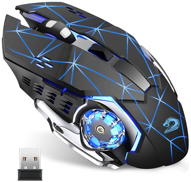 Main image of Q85 Rechargeable Wireless Gaming Mouse, Ergonomic Mouse Starry Black | 2.4GHz Optical, Quiet Click, 4 LED Light, Side Buttons, 3 Adjustable DPI, Ergonomic, Auto Sleeping, USB Receiver, Cordless