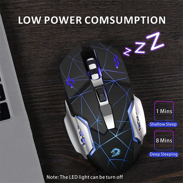 Alt view image 4 of 7 - Q85 Rechargeable Wireless Gaming Mouse, Ergonomic Mouse Starry Black | 2.4GHz Optical, Quiet Click, 4 LED Light, Side Buttons, 3 Adjustable DPI, Ergonomic, Auto Sleeping, USB Receiver, Cordless