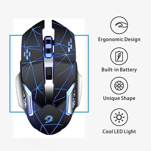 Alt view image 5 of 7 - Q85 Rechargeable Wireless Gaming Mouse, Ergonomic Mouse Starry Black | 2.4GHz Optical, Quiet Click, 4 LED Light, Side Buttons, 3 Adjustable DPI, Ergonomic, Auto Sleeping, USB Receiver, Cordless