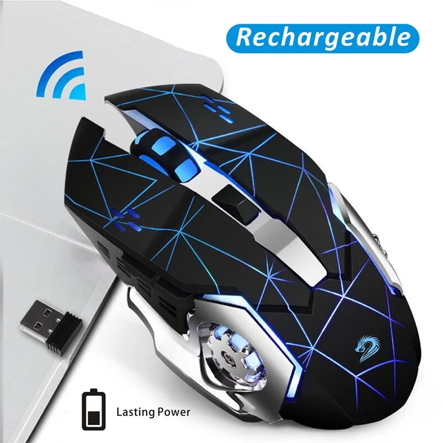 Alt view image 3 of 7 - Q85 Rechargeable Wireless Gaming Mouse, Ergonomic Mouse Starry Black | 2.4GHz Optical, Quiet Click, 4 LED Light, Side Buttons, 3 Adjustable DPI, Ergonomic, Auto Sleeping, USB Receiver, Cordless
