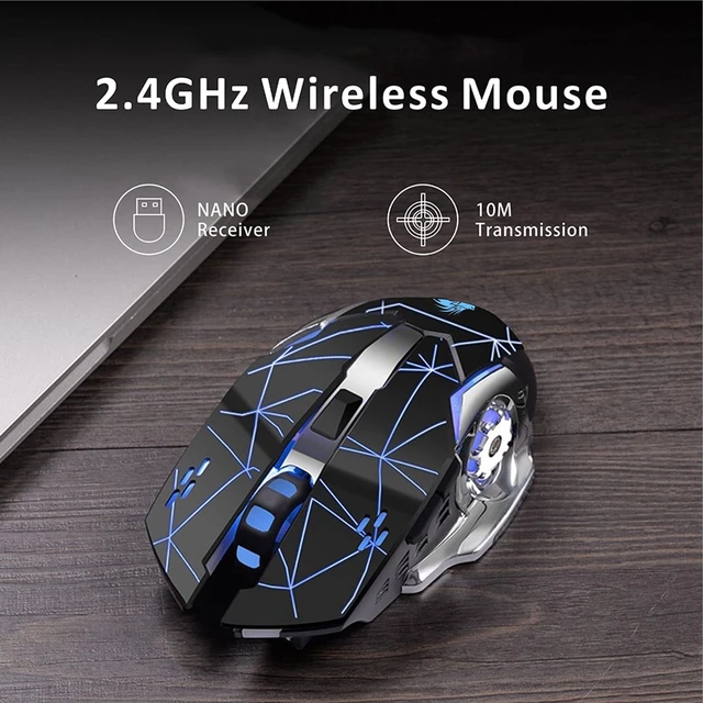 Alt view image 2 of 7 - Q85 Rechargeable Wireless Gaming Mouse, Ergonomic Mouse Starry Black | 2.4GHz Optical, Quiet Click, 4 LED Light, Side Buttons, 3 Adjustable DPI, Ergonomic, Auto Sleeping, USB Receiver, Cordless
