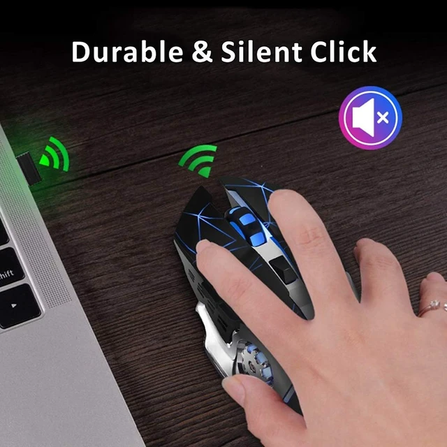 Alt view image 6 of 7 - Q85 Rechargeable Wireless Gaming Mouse, Ergonomic Mouse Starry Black | 2.4GHz Optical, Quiet Click, 4 LED Light, Side Buttons, 3 Adjustable DPI, Ergonomic, Auto Sleeping, USB Receiver, Cordless