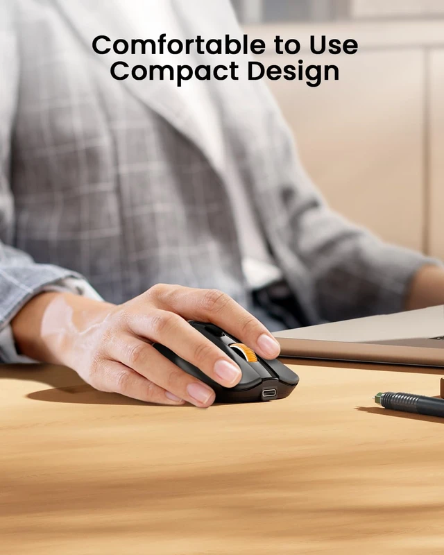 Alt view image 4 of 7 - EM15 USB C Mouse, Bluetooth Wireless Mouse for MacBook, Black | 3-Device Connection, 68g Lightweight, Quiet Click, Dual Receivers (Type-C & USB-A), Rechargeable, 3-Level DPI, for PC, Tablet