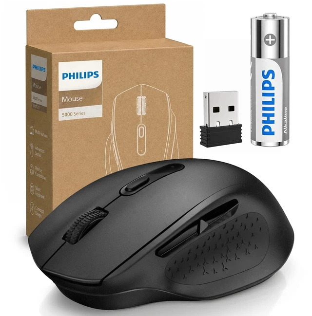 Main image of Wireless Mouse for Laptop, Silent Click, 4000 DPI High Precision | Computer Mice for Small to Medium Hands, 2.4GHz&Bluetooth with USB Receiver, 6 Buttons, 1-Year Battery Life for Mac, Tablets