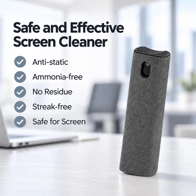 Alt view image 3 of 7 - Touchscreen Screen Cleaner for Phone, Tablet, Laptop, 2 Pack | 2-in-1 Screen Cleaner Spray and Wipe Kit for Car Screens, PC, Computer, Eyeglass, iPad, MacBook - Grey and Pink