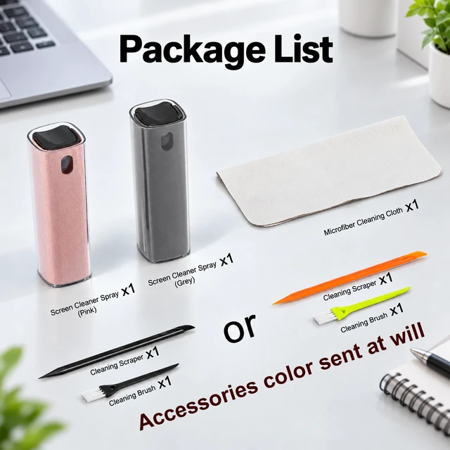 Alt view image 6 of 7 - Touchscreen Screen Cleaner for Phone, Tablet, Laptop, 2 Pack | 2-in-1 Screen Cleaner Spray and Wipe Kit for Car Screens, PC, Computer, Eyeglass, iPad, MacBook - Grey and Pink