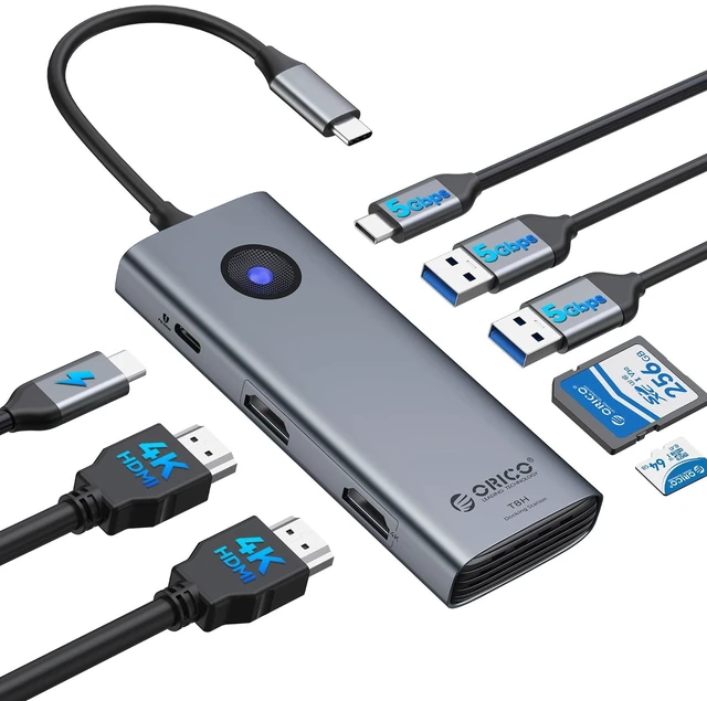 Main image of USB-C Docking Station Dual Monitor, 8-in-1 USB-C Hub with 2 HDMI | USB Docking Station with 4K@60Hz HDMI, 100W PD, USB A/C 3.0, SD/TF, Laptop Dock Compatible with Dell XPS/HP/Surface/Mac