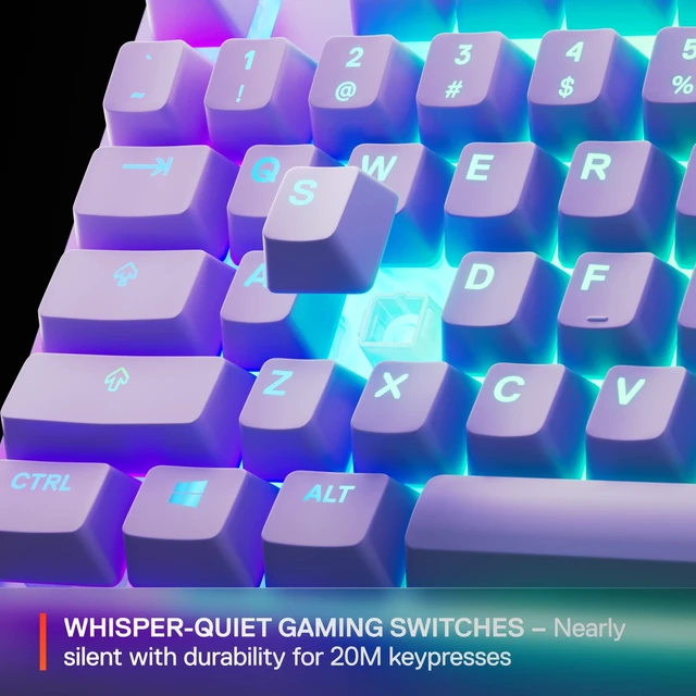 Alt view image 4 of 6 - Apex 3 TKL Gaming Keyboard - Tenkeyless, RGB, Water & Dust Resistant - 8-Zone RGB Illumination Whisper-Quiet Gaming Switch - Lavender
