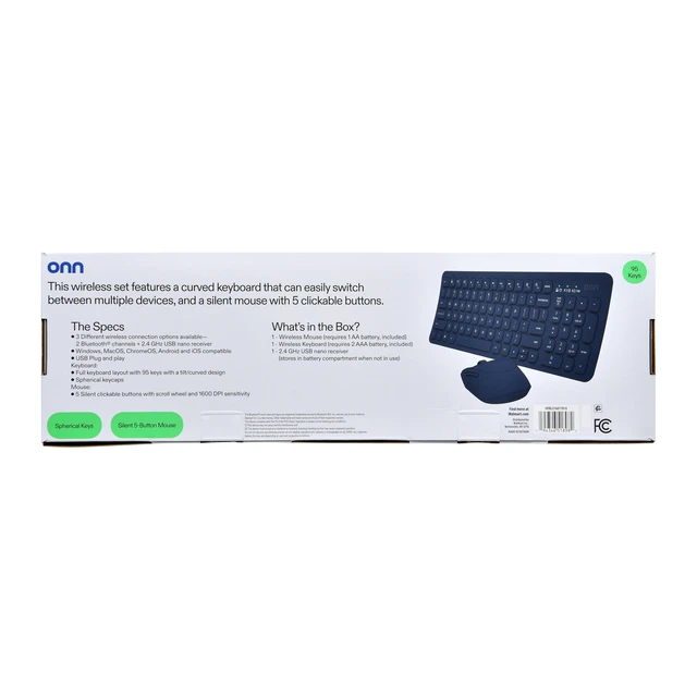 Alt view image 3 of 7 - Curve Wireless Full-Size Keyboard and Mouse Combo, Blue