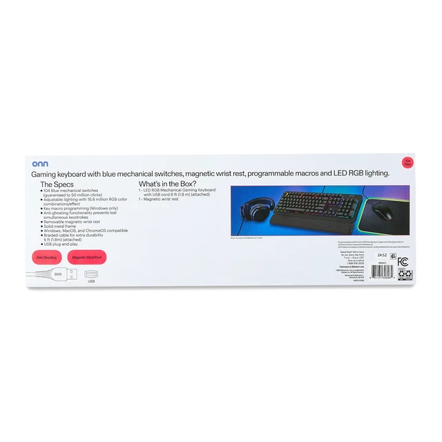 Alt view image 7 of 7 - Gaming Mechanical Keyboard with Blue Switches and 16.8M LED Lighting, 104 Keys