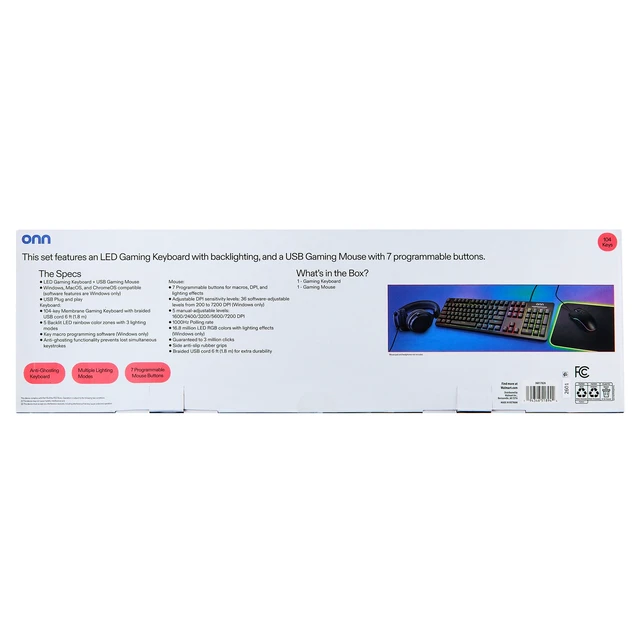Alt view image 3 of 7 - Wired Membrane Gaming Keyboard and Mouse Combo with LED Backlit for Enhanced Visibility