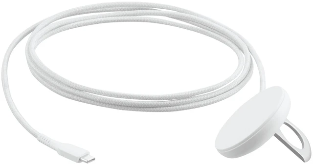 Main image of 15W Magnetic Wireless Charging Pad, Qi2 Certified, Braided Cable, White - Compatible With iPhone 17/16/15/14/13/12 Series