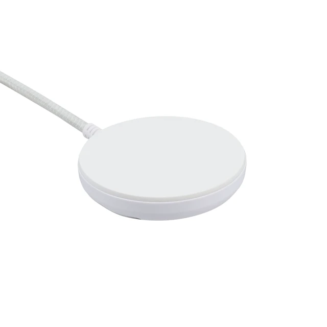 Alt view image 6 of 7 - 15W Magnetic Wireless Charging Pad, Qi2 Certified, White, Braided Cable for iPhone 17/16/15/14/13/12