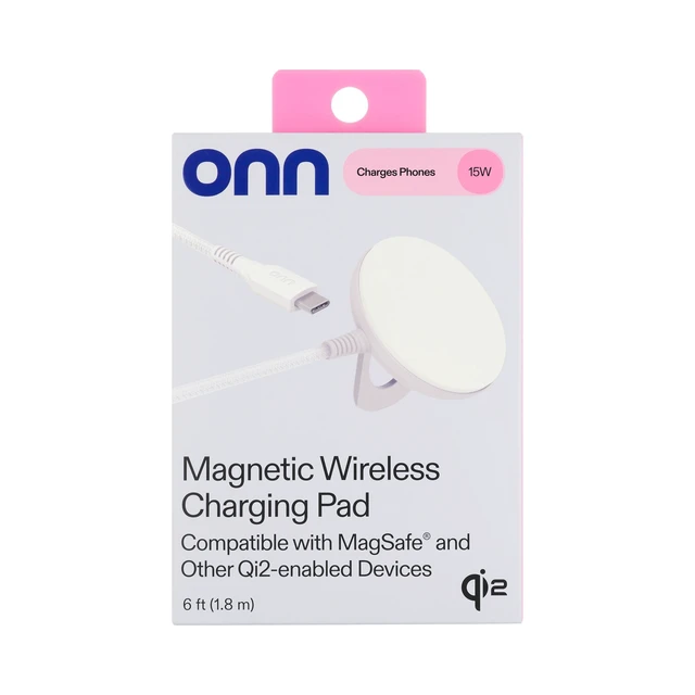 Alt view image 5 of 6 - 15W Magnetic Wireless Charging Pad, Qi2 Certified, Braided Cable, White - Compatible With iPhone 17/16/15/14/13/12 Series