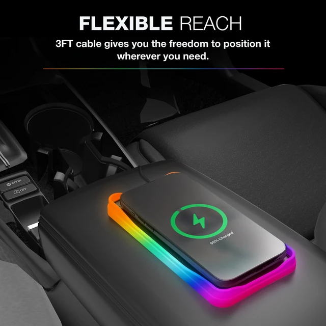Alt view image 6 of 6 - Charge & Glow Wireless Charging Pad with RGB Glow, Qi Compatible 15W Quick Charge, Non-Slip Material, Heat-Resistant Silicone Bottom, AC535082