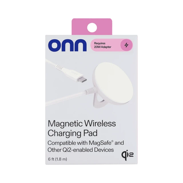Alt view image 2 of 7 - 15W Magnetic Wireless Charging Pad, Qi2 Certified, White, Braided Cable for iPhone 17/16/15/14/13/12
