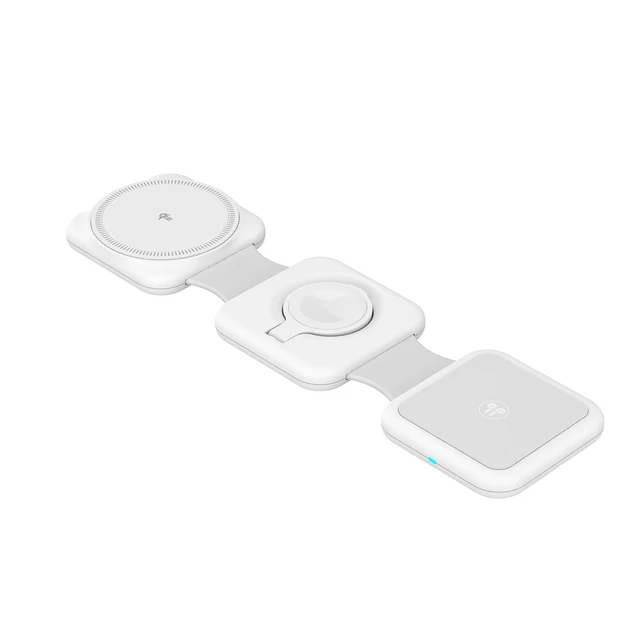Alt view image 5 of 7 - 3-in-1 Wireless Charging pad Foldable Design with Wall Adapter & Cable, White Compatible with iPhone 17/16/15/14/13/12, Apple Watch, AirPods and other Qi enabled devices