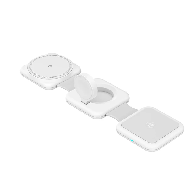 Alt view image 6 of 7 - 3-in-1 Wireless Charging pad Foldable Design with Wall Adapter & Cable, White Compatible with iPhone 17/16/15/14/13/12, Apple Watch, AirPods and other Qi enabled devices