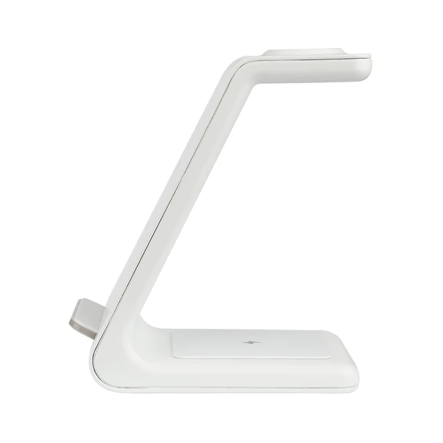 Alt view image 3 of 6 - 3-in-1 Wireless Charging Station for Iphone, Apple Watch, and Airpods, White