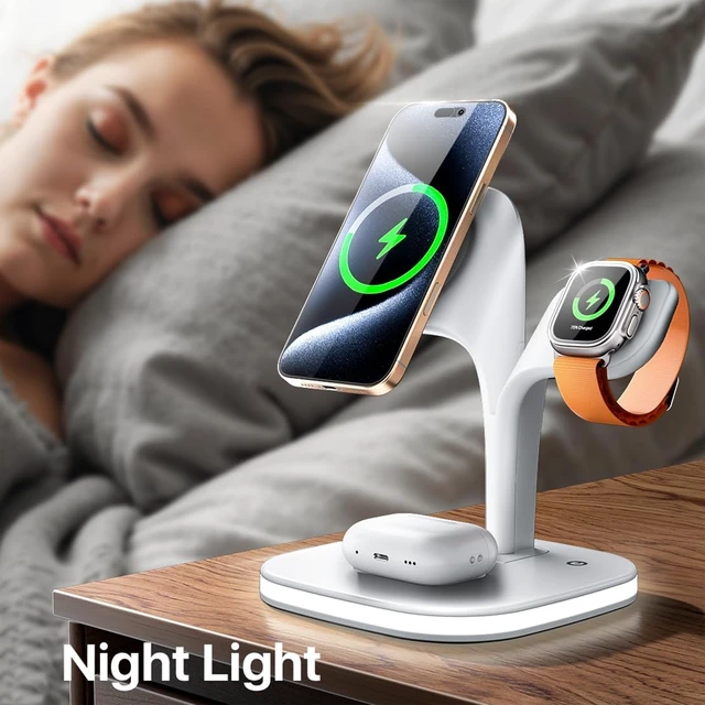 Alt view image 3 of 3 - TRX-UD22-WHT 5 in. 1 Fast Wireless Charging Station in White