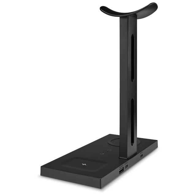Alt view image 3 of 7 - 5-in-1 Headphone Stand with Wireless Charger, IAQST303B, Black